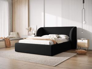 MUZZA Čalúnená posteľ milany s úložným priestorom 200 x 200 cm zamat čierna