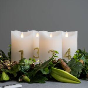 LED sviečka Sara Advent 4ks výška 12,5cm biela/zlatá