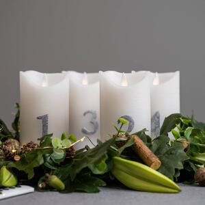 LED sviečka Sara Advent 4ks výška 12,5cm biela/strieborná
