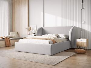 MUZZA Čalúnená posteľ milany s úložným priestorom 200 x 200 cm svetlosivá