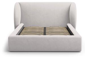 MUZZA Čalúnená posteľ milany s úložným priestorom 200 x 200 cm svetlosivá