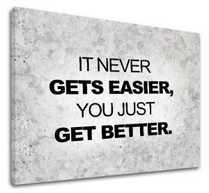 Motivačný obraz na stenu Its never gets easier - 20x30 cm