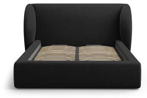 MUZZA Čalúnená posteľ milany s úložným priestorom 140 x 200 cm zamat čierna