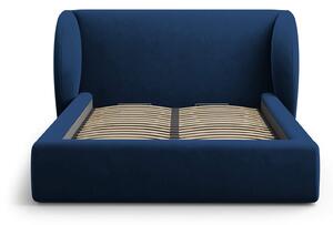 MUZZA Čalúnená posteľ milany s úložným priestorom 160 x 200 cm zamat modrá