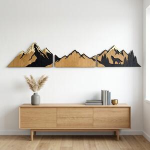 Drevený obraz z pravého dubového dreva - Panel Hory a krajina