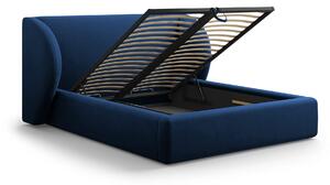 MUZZA Čalúnená posteľ milany s úložným priestorom 160 x 200 cm zamat modrá