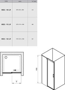 Ravak - Sprchové dvere dvojdielne Matrix MSD2 100 ľavá - biela, transparentné sklo
