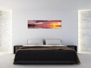 Obraz zapadajúceho slnka nad morskou hladinou (Obraz 160x40cm)