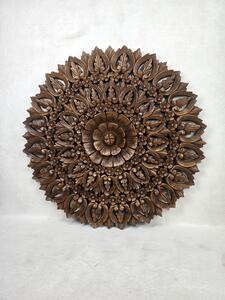 Dekorácia na stenu Mandala FELISITA, 90 cm, teak masív, okrúhla (Masterpiece ručná práca)