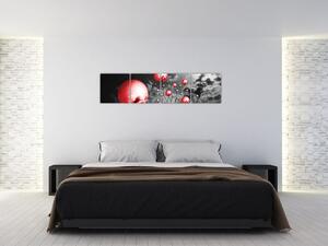 Abstraktný obraz - červené gule (Obraz 160x40cm)