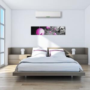 Abstraktný obraz - fialové gule (Obraz 160x40cm)