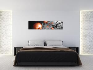 Abstraktné obrazy - oranžové gule (Obraz 160x40cm)