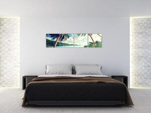 Obraz paliem na pláži (Obraz 160x40cm)