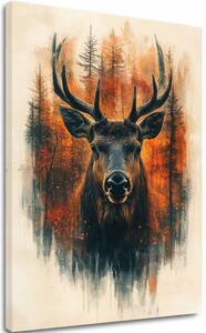 Obraz na plátne Lesný jeleň - elegantná prírodná scenéria - 60x90 cm