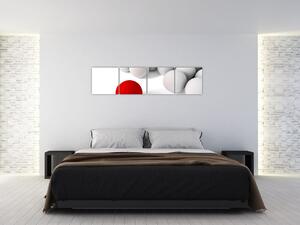 Červená guľa medzi bielymi - abstraktný obraz (Obraz 160x40cm)