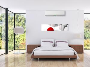 Červená guľa medzi bielymi - abstraktný obraz (Obraz 160x40cm)