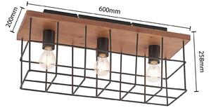 Lindby Mireille klietkové stropné svetlo drevo 3pl
