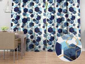 Biante Bavlnený záves Sandra SA-574 Modré hexagóny na bielom 150x140 cm