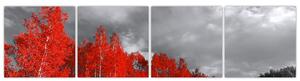 Červený les - moderný obraz (Obraz 160x40cm)