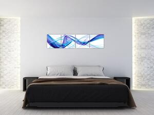 Obraz: abstraktné modrá vlna (Obraz 160x40cm)