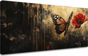Obraz motýľov Makový sen - 100% originál domaľovaný akrylom - 50x100 cm