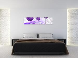 Obraz fialových kvetov a bielych gulí (Obraz 160x40cm)