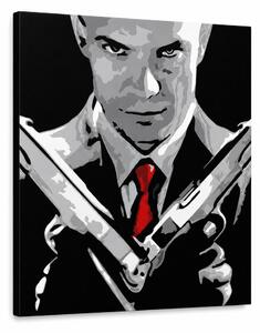 Ručne maľovaný POP Art obraz HITMAN - 50x50 cm