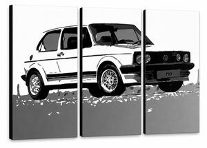 Ručne maľovaný Pop Art obraz Volkswagen Golf Mk1 | triptych - 90x60 cm