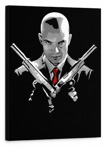 Ručne maľovaný POP Art obraz HITMAN - 60x80 cm