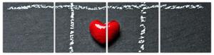Šachovnica s červenými srdci (Obraz 160x40cm)