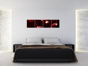 Abstraktný obraz - červené srdce (Obraz 160x40cm)