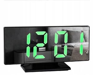 Pronett XJ3821 Multifunkčné zrkadlové hodiny s budíkom, čierne so zelenými číslicami