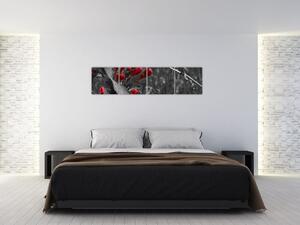 Červené kvety - moderné obrazy (Obraz 160x40cm)