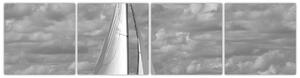 Obraz čiernobiele plachetnica (Obraz 160x40cm)