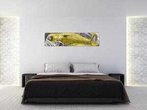 Obraz žltého autá na lúke (Obraz 160x40cm)