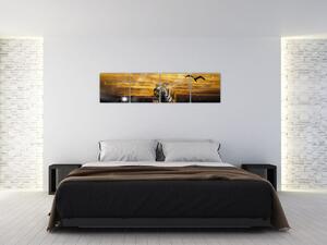Lev a levíča - obraz (Obraz 160x40cm)