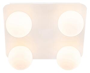 Moderné kúpeľňové stropné svietidlo biele hranaté 4-svetlo - Cederic