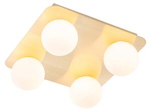 Moderné kúpeľňové stropné svietidlo mosadzné štvorcové 4-svetlo - Cederic