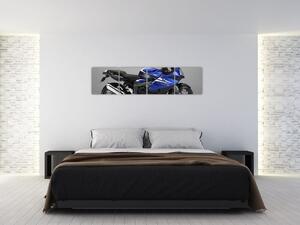 Obraz modrého motocykla (Obraz 160x40cm)