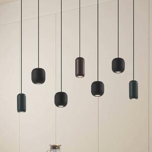 Závesná lampa Lucande Narion, lineárna, čierna/hnedá/zelená, 7 svetiel