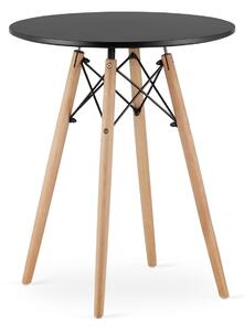 LEOBERT Moderný škandinávsky konferenčný stolík, čierna okrúhla doska, 60 cm