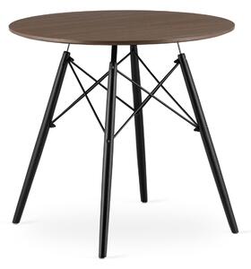 LEOBERT Moderný škandinávsky konferenčný stolík, hnedá okrúhla doska, 80 cm