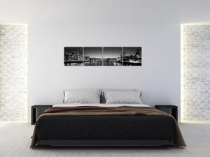 Čiernobiely obraz mesta (Obraz 160x40cm)