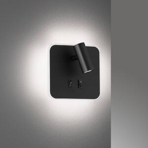 Nástenné LED svetlo Mila 2 vypínače, čierna matná
