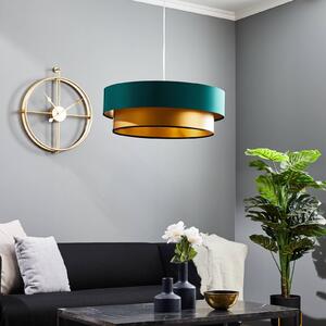 Závesná lampa Dorina, zelená/zlatá Ø 60 cm