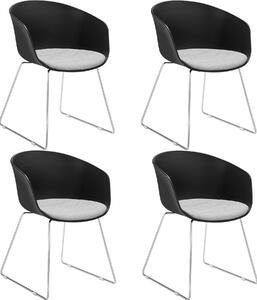 Plastové stoličky s opierkami Logart, čalúnené - Sada 4 ks
