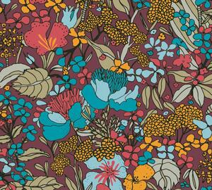 A.S. Création | Vliesová tapeta na stenu AP Floral Impression 37756-3 | 0,53 x 10,05 m | viacfarebná, modrá, červená, čierna