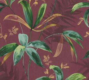 A.S. Création | Vliesová tapeta na stenu AP Jungle Chic 37704-3 | 0,53 x 10,05 m | zelená, červená, žltá