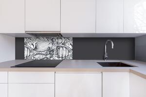 DIMEX | Dibond doska za kuchynskú linku | DBW-08040-183 Čiernobiele ryby| 80 x 40 cm