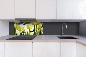 DIMEX | Dibond doska za kuchynskú linku | DBW-08040-009 Biele tulipány| 80 x 40 cm